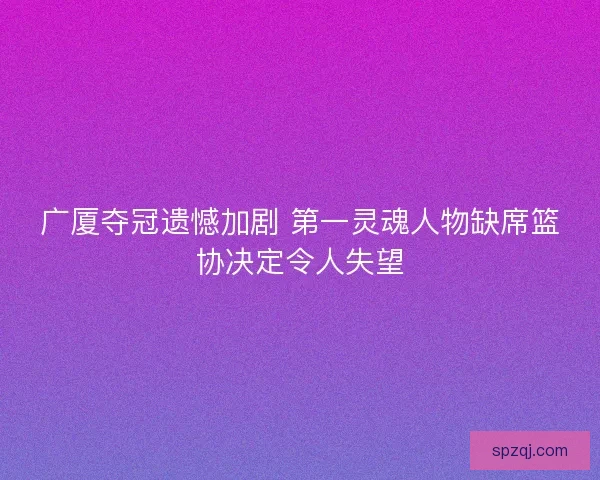 广厦夺冠遗憾加剧 第一灵魂人物缺席篮协决定令人失望