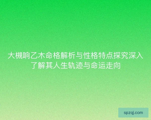 大槻响乙木命格解析与性格特点探究深入了解其人生轨迹与命运走向