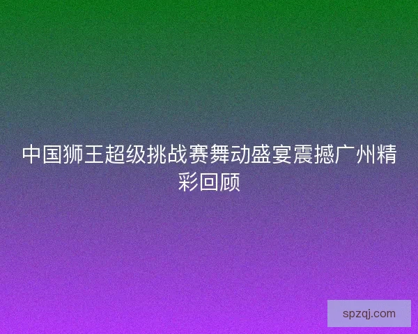 中国狮王超级挑战赛舞动盛宴震撼广州精彩回顾 中国狮王超级挑战赛舞动盛宴震撼广州精彩回顾
